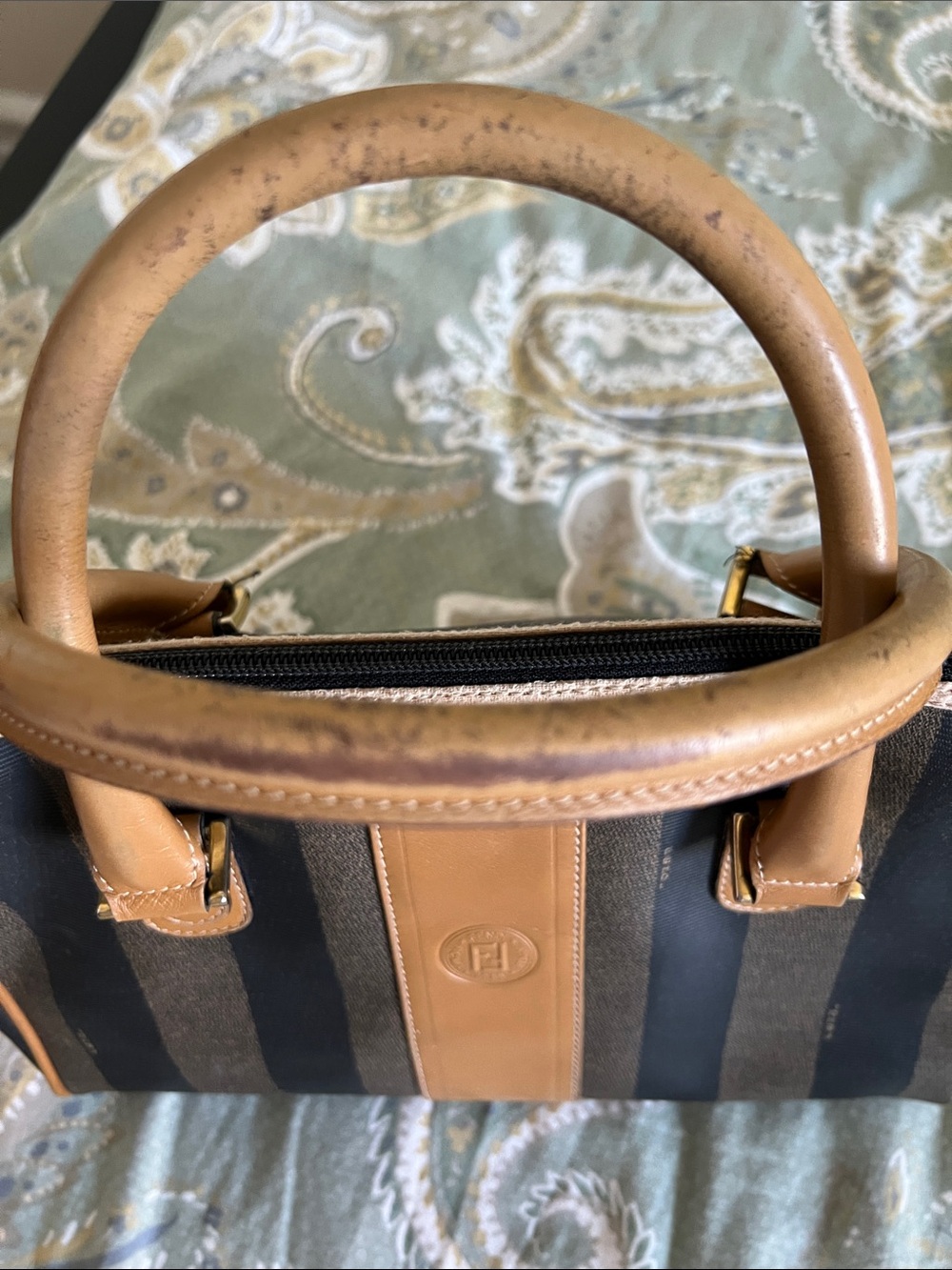Fendi Black Leather Interior Top-Handle Bag